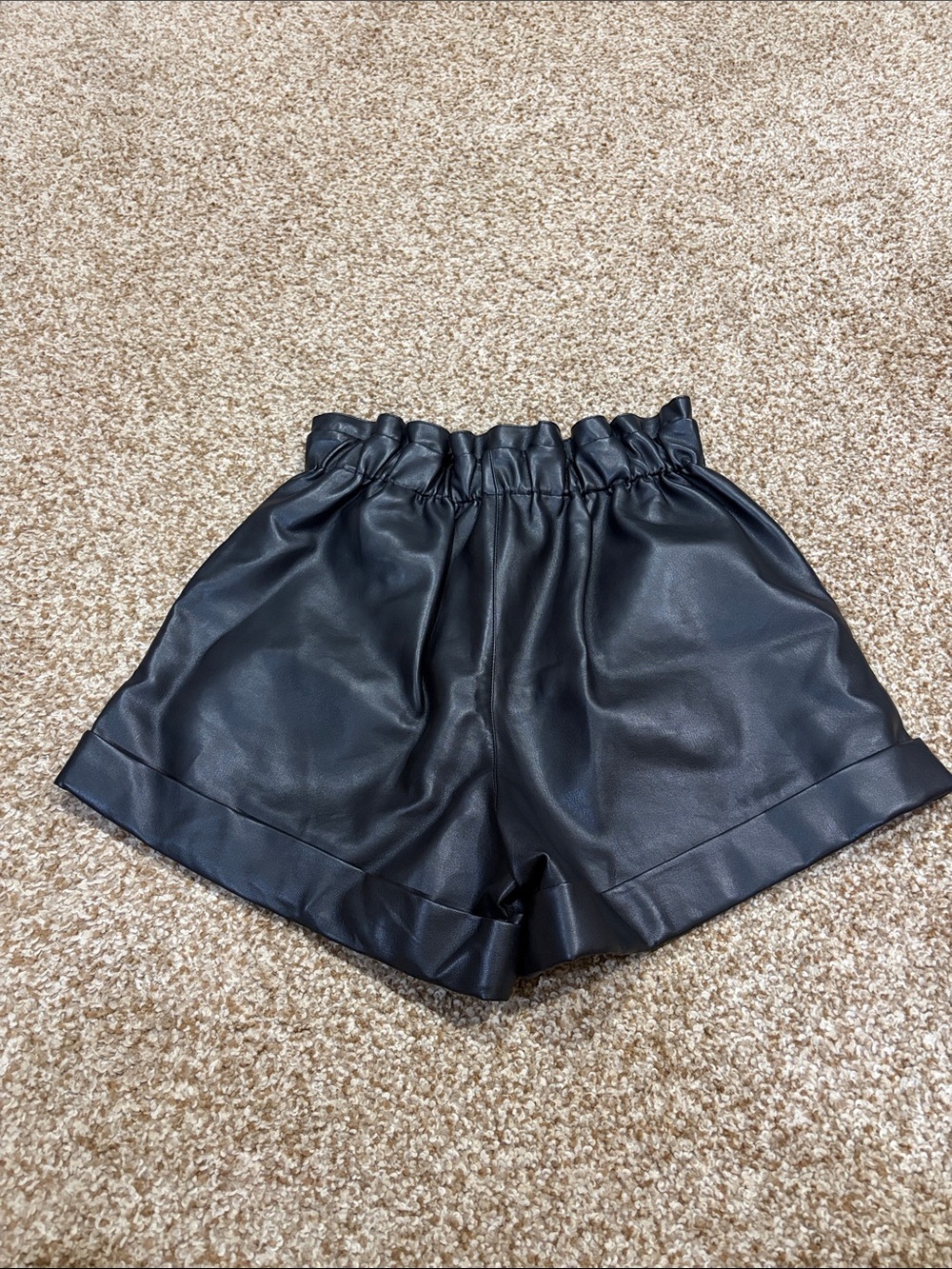 Buddy Love Black Faux Leather High-Waist Paperbag Shorts - Picture 3 of 3